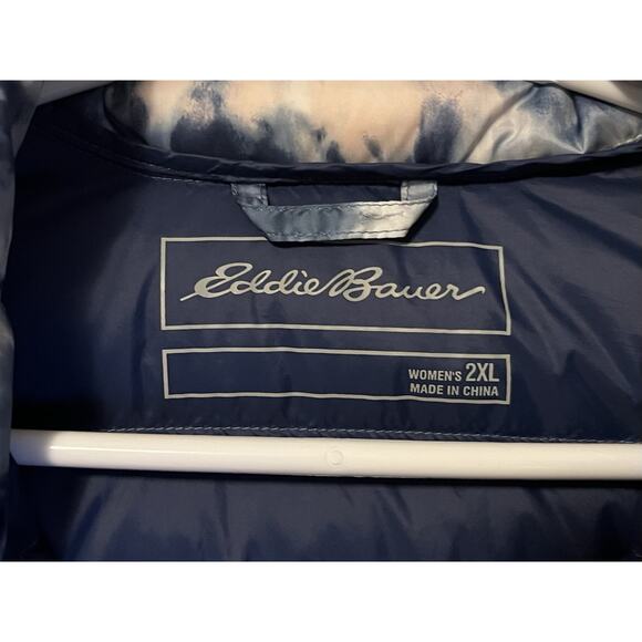 Eddie Bauer 80% Down Vest Women’s Size 2XL Tie Dye Puffer Full Zip Insulated - Picture 6 of 11